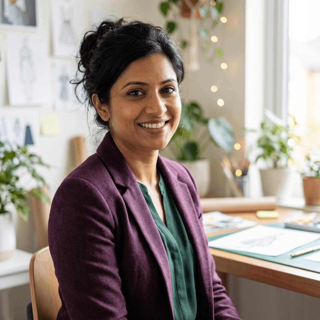 Professional South Asian female in her 30s standing near a neat Perth fence