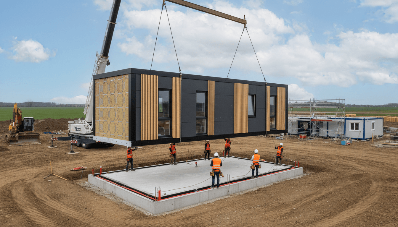 Granny flat module being installed